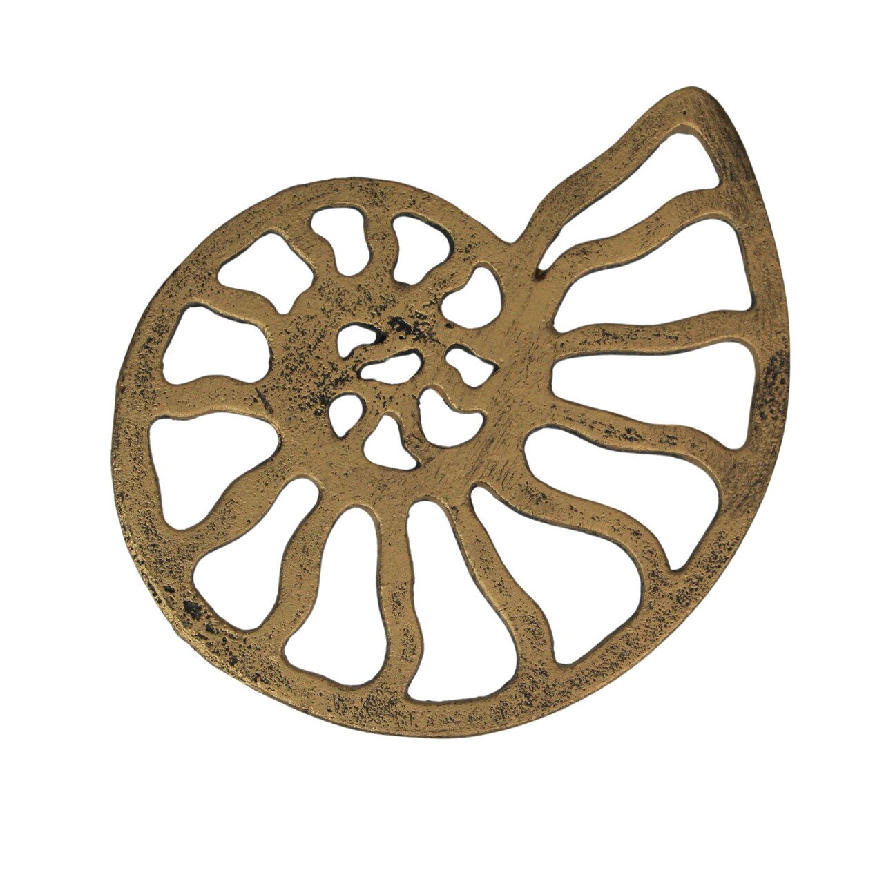 Nautilus Shell Trivet – Distressed Gold Finish, Heat-Resistant, Coastal Decor